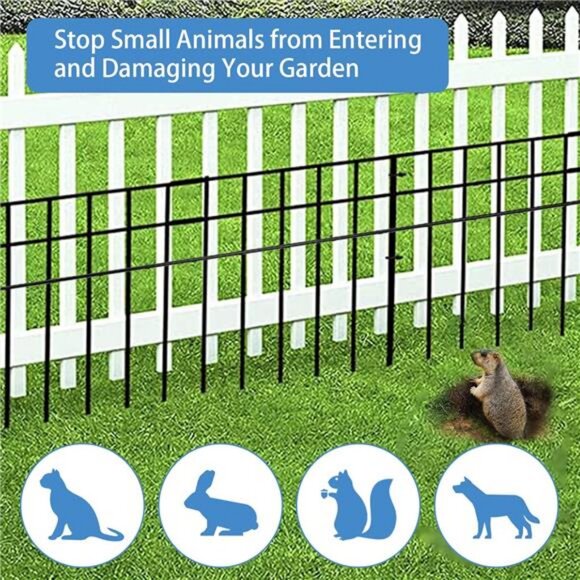 32x10-inch No Dig Animal Barrier Fence, 10 Pack Black Dig Protective Fence with - Picture 3 of 8